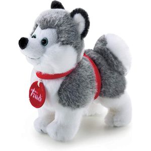 Trudi Trudini Knuffel Hond Husky 15 cm - Hoge kwaliteit pluche knuffel - Knuffeldier voor jongens en meisjes - Grijs WIt - 8x15x15 cm maat XS
