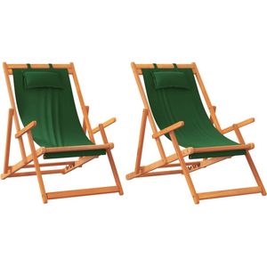 vidaXL-Strandstoelen-2-st-inklapbaar-stof-groen