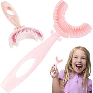 BORVAT® - Siliconen Tandenborstel voor Kinderen - U-vorm 360° - Bijtringen - Zachte siliconen - Kinderen tandenborstel - Jongen/Meisje