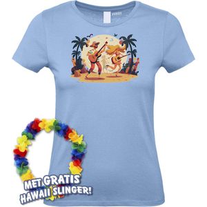 Dames t-shirt Hippies Tropical | Toppers in Concert 2024 | Club Tropicana | Hawaii Shirt | Ibiza Kleding | Lichtblauw Dames | maat XL