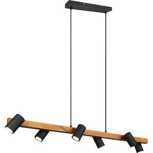 LED Hanglamp - Torna Milona - GU10 Fitting - 6-lichts - Rond - Mat Bruin/Zwart - Aluminium