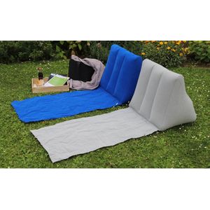 Grijze loungemat met opblaasbaar rugkussen - Strandbed met rugleuning - Ligstoel strand comfortabel ligtgewicht - draagbare tuinstoel strandstoel ligbed zonnebed - 50x140 cm