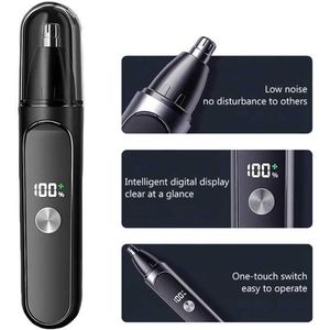 Neushaartrimmer voor mannen en vrouwen - 2025 Neushaartrimmer Clipper Pro - 14.000 RPM motor met LED-display, Type C oplaadbare oorhaartrimmer met dubbelzijdige messen, IPX7 waterdicht