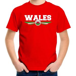 Wales landen t-shirt rood kids - Wales landen shirt / kleding - EK / WK / Olympische spelen outfit 122/128