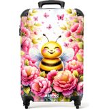 NoBoringSuitcases.com® - Kinderkoffer bloemen bij - Trolley koffer kind - 55x35x25