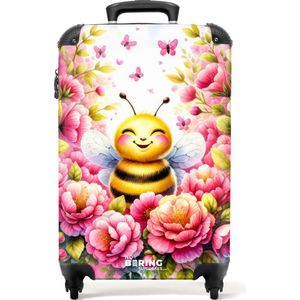 NoBoringSuitcases.com® - Kinderkoffer bloemen bij - Trolley koffer kind - 55x35x25