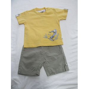 noukie's , kledingset , jongen ,  geel/beige,  12 maand 80