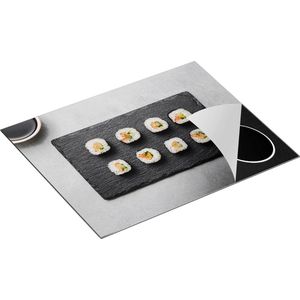 Chefcare Inductie Beschermer Sushi Rolls op een Grijze Achtergrond - 65x50 cm - Afdekplaat Inductie - Kookplaat Beschermer - Inductie Mat