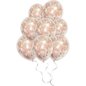 LUQ - Luxe Rose Gouden Confetti Helium Ballonnen - 25 stuks - Verjaardag Versiering - Decoratie - Rose Goud Latex Ballon