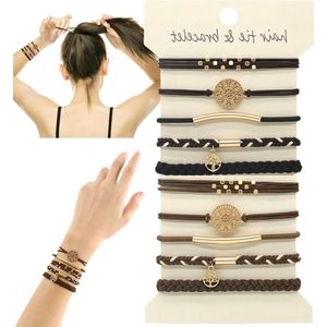 Set van 10 bruine haarelastiekjes met hoge elasticiteit - Haaraccessoires zonder haarbeschadiging - Ideaal als cadeau - Veelzijdig inzetbaar anno 2021