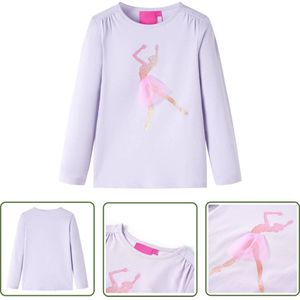 vidaXL Meisjeshemd - Kinderhemd - Kindershirt met lange mouwen 116 lichtlila - Longsleeve - Kinderkleding - Lichtlila