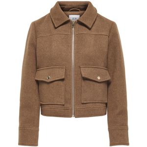 JDY - JDYNELLY SHORT ZIP JACKET OTW HAB - Gewatteerde Jas - Bruin