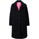 Angel of Style Angel of Style - Dames - Teddy-mantel lichte A-lijn tekst op de achterkant - Zwart - Maat 44