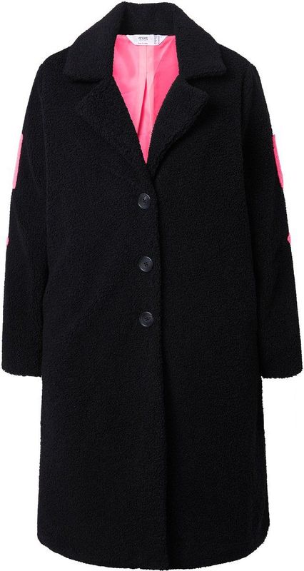 Angel of Style Angel of Style - Dames - Teddy-mantel lichte A-lijn tekst op de achterkant - Zwart - Maat 44