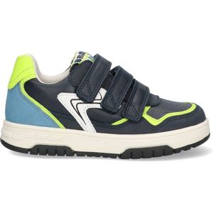 Braqeez 424251-129 Jongens Lage Sneakers - Blauw/Geel/Wit - Leer - Klittenband