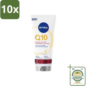 10 x NIVEA – Neck & Decolleté Crème – Q10 Verstevigend + Anti-Rimpel – 200 ml - Grootverpakking - Anti-rimpel Crème - Hals En Decolleté Crème - Q10 Crème - Huidverzorging - Huidelasticiteit