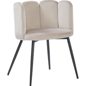 IN.HOMEXL - Humpreys - Beige - Eetkamerstoel met armleuning - Fluweel Stoel - Eetstoelen - Velvet Eetkamerstoel - Metaalpoot - Fluweel Stoelen