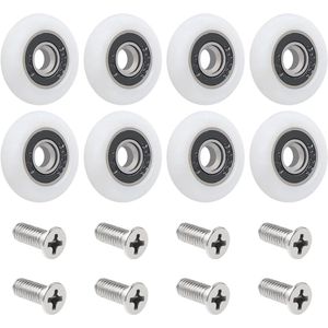 Gebogen Douche Deur Rollen 23mm - Badkamer Glazen Deur Lopers Schuifdeur Wielen - 8 Stuks met Schroeven
