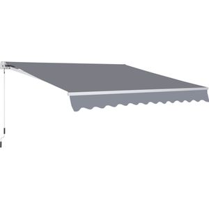Outsunny Luifel aluminium knikarmluifel zonwering met handslinger 3,5 x 2,5 m grijs 840-168
