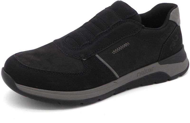 Rieker - Sportieve Instapper - Nubuck - Imitatieleer - Zwart