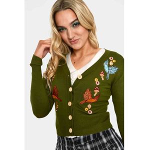 Voodoo Vixen - Ginny Olive Woodland Cardigan - S - Groen