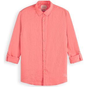 Scotch & Soda Linen shirt with roll-up Heren Overhemd - Maat M