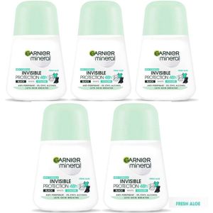 Garnier Mineral Invisible Protection Fresh Aloe Deodorant Roll On - 5 x 50 ml
