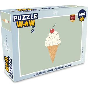 Puzzel Illustratie - Ijsje - Spikkels - Kers - Legpuzzel - Puzzel 500 stukjes