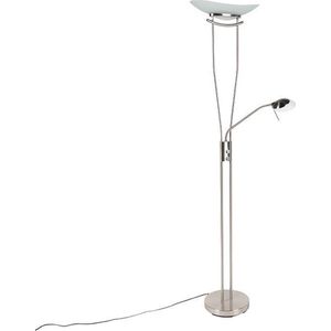 QAZQA lexus - Moderne Dimbare LED Vloerlamp | Staande Lamp met Dimmer - 1 lichts - H 1800 mm - Staal - Woonkamer | Slaapkamer