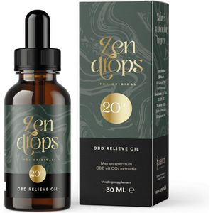 Eureleaf Zendrops CBD olie 20% - 30ml natuurlijke hennepolie, vol spectrum CBD, Europees natuurproduct, Vegan olie, Cannabidiol