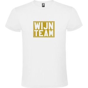 Wit T shirt met print van "" Wijn Team "" print Goud size L