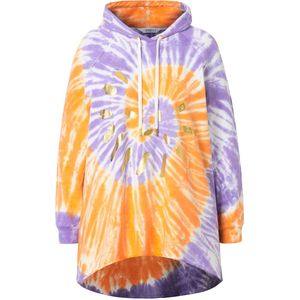 Angel of Style - Dames - Hoodie A-lijn batikprint afgeronde zoom - Lichtoranje - Maat 42+