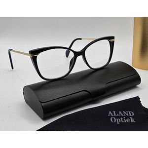 Elegante damesleesbril +3,0 / cat eye montuur, kleur zwart en goud, bril +3.0 / lunettes de lecture / Aland optiek / leesbrillen dames / VV5323