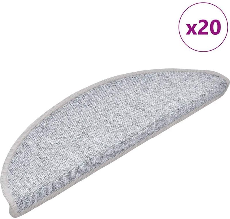 vidaXL - Trapmatten - Lichtgrijs - 20 stuks - Halfrond - 56x17x3 cm