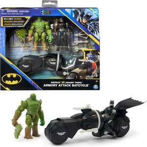 DC Comics Batman - Batman versus Swamp Thing Armory Attack Batcycle-set - unieke Armored Batman- en Swamp Thing-actiefiguren met accessoires