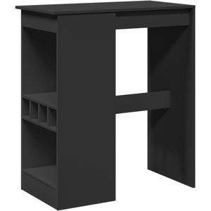 vidaXL Bartafel met rekken 90x47,5x103,5 cm bewerkt hout zwart - Bartafel - Bartafels - Statafel - Statafeltje