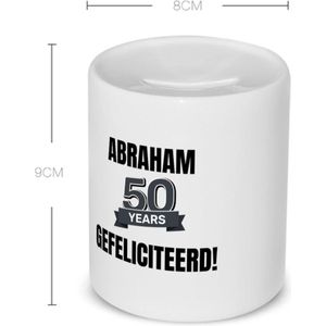 Akyol - 50 jaar sarah en abraham cadeau Spaarpot - Hoera 50 jaar - jubileum man en vrouw - verjaardagsmok - grappige tekst mok - jarig - verjaardag - 350 ML inhoud