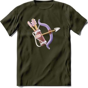 Valentijn pijl en boog Hart T-Shirt | Grappig Valentijnsdag Cadeautje voor Hem en Haar | Dames - Heren - Unisex | Kleding Cadeau | - Leger Groen - S