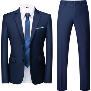 Allthemen Tweedelig Herenpak - Twee knoops Middenspleet Slim Fit - Zakelijke en Avondkleding - S