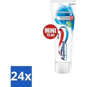 24 x Aquafresh Freshmint 3in1 Mini 15 ml - Tandpasta - Aquafresh - Freshmint - Fluoride - Tandplak