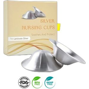 Zilveren Tepelkapjes - Tepelhoedjes - Silver nipple guards - tepelkapjes - de originele zilveren tepelbeschermer- 45x15mm INCL CE markering