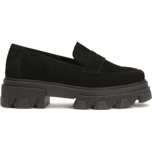 Black suede slip-on shoes