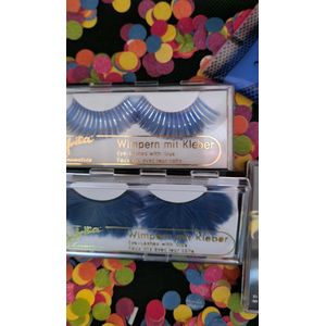 Neon plak nagels /neon Face & Body paint/Imitatie wimpers /2x plak wimpers glitter en veren / carnaval make up / gay pride/ festival / neon makeup/ Festival make up/ blauw