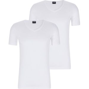 HUGO BOSS Modern stretch T-shirts slim fit (2-pack) - heren T-shirts V-hals - wit - Maat: XXL