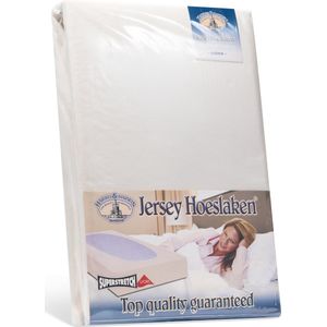 H&D Hoeslaken - 100% Jersey Katoen - 200x200 cm - Tot 35cm matrasdikte - 220 g/m² - Creme
