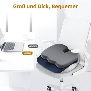 Mrs. Jones Premium Collection Orthopedisch zitkussen - Stuitbeenontlasting - Donkerblauw - Memory foam - Ergonomisch - U-vormig设计