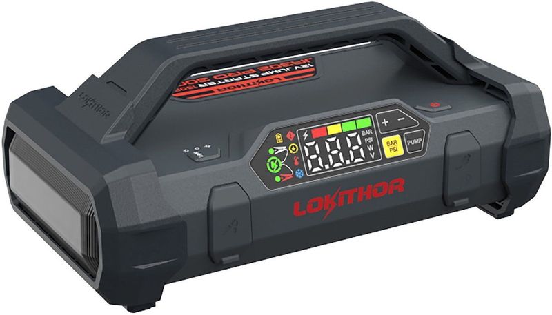 Lokithor JA302 PRO - Jumpstarter - 12V - 3000A - Luchtcompressor 10 BAR - 60 Watt Powerbank - LED-zaklamp