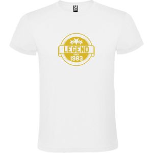 Wit T-Shirt met “Legend sinds 1983 “ Afbeelding Goud Size XXL