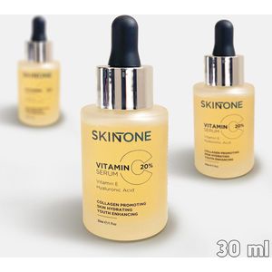 SKINTONE SKIN - Vitamine C 20% Serum Booster - Met Vitamine E & Hyaluronzuur - Gezichtsserum - Collageen - Anti Rimpel - Anti Acne - Tegen Pigmentvlekken - 30ml – Vrouwen – Mannen – Gezicht – Vitamin – verzorging – Puisten - Puistjes