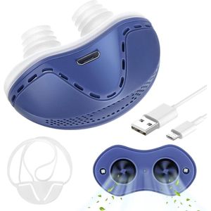 Mini Anti-Snurk Apparaat - Verminder Snurken - Elektrisch Anti-Snurk Apparaat - Verstelbare Luchtstroom Anti-Snurk Hulpmiddel - Voor Mannen en Vrouwen - Verbeterd Mini Anti-Snurk Apparaat met Variabele Snelheid - Blauw